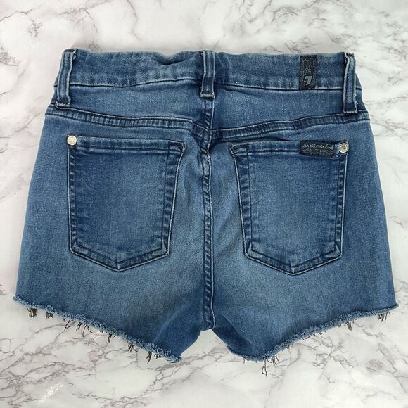 7 For All Mankind Custom Cutoff Distressed Mid Rise Jean Shorts 24 - Picture 4 of 6